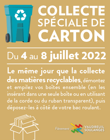 Collecte spéciale de boîtes de carton – 4 au 8 juillet 2022