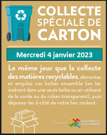 Collecte spéciale de boîtes de carton – 4 janvier 2023