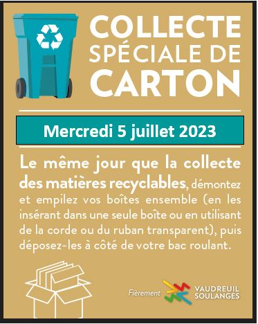 Collecte spéciale de boîtes de carton – Mercredi 5 juillet 2023