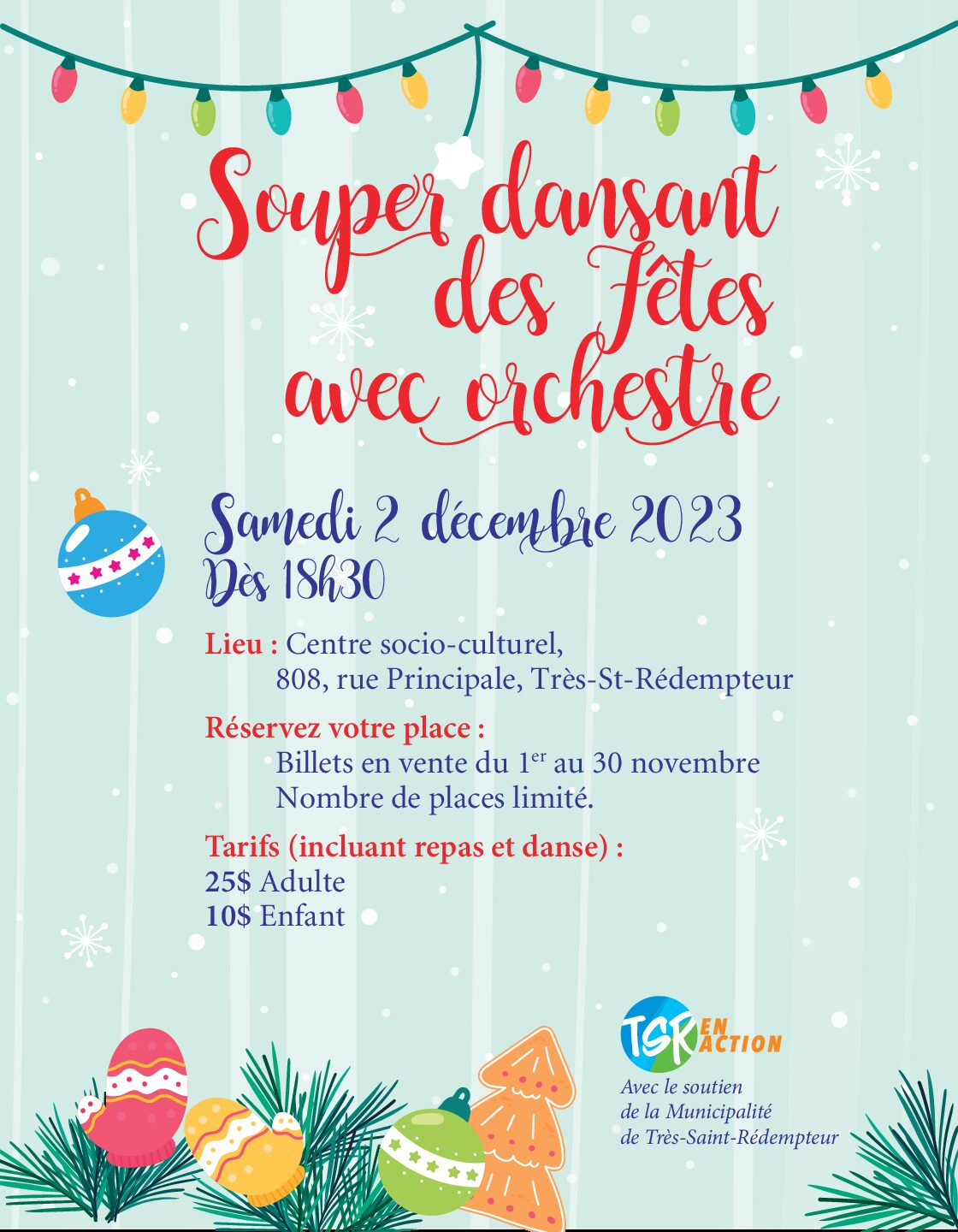 Souper dansant des Fêtes – 2 décembre 2023
