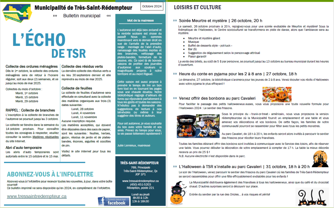 Bulletin municipal d&rsquo;octobre 2024