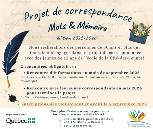 CCAVS – Participez au projet de correspondance Mots & Mémoire!